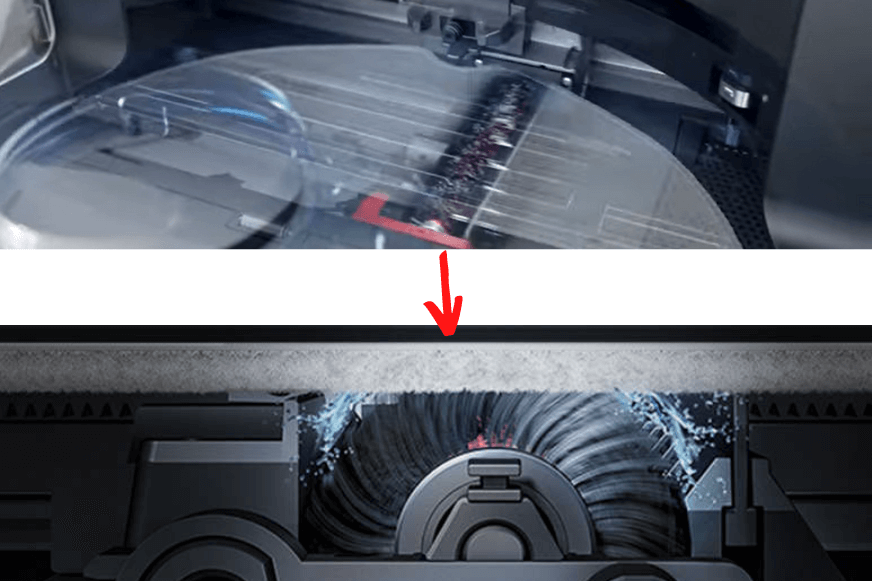 Процесс очистки салфетки на станции Roborock S7 MaxV Ultra.